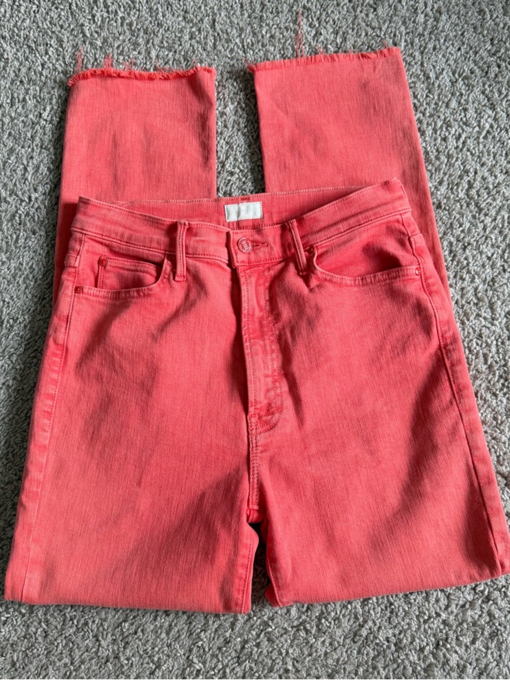 MOTHER The Swooner Rascal Ankle Fray Flame Scarlett Denim Jeans
